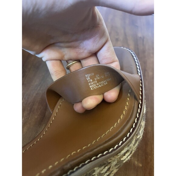COACH BROWN HIGH ESPADRILLE WEDGE SANDAL STYLE# FG2110 SIZE: 11 B ANKLE CHARMS - Picture 12 of 13